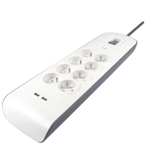Bloc parafoudre DEBFLEX 8 prises blanc/gris +T362