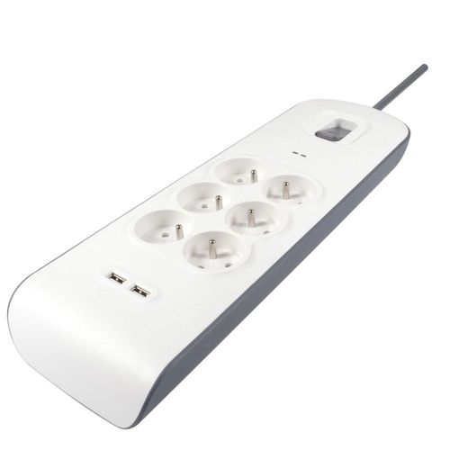 Bloc parafoudre DEBFLEX 6 prises blanc/gris