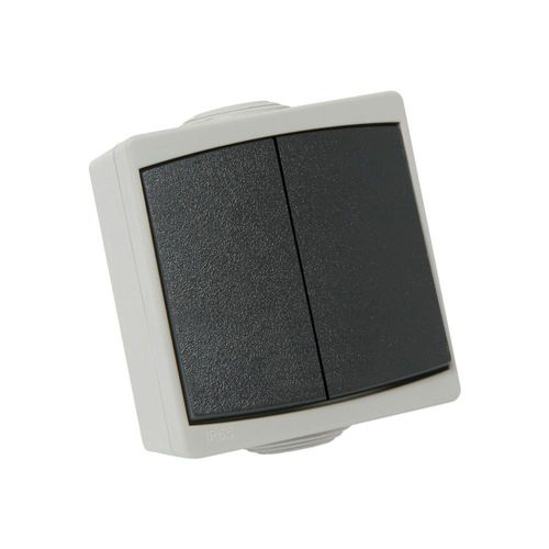 Double va et vient DEBFLEX PERLE 10 ampères étanche IP65 gris