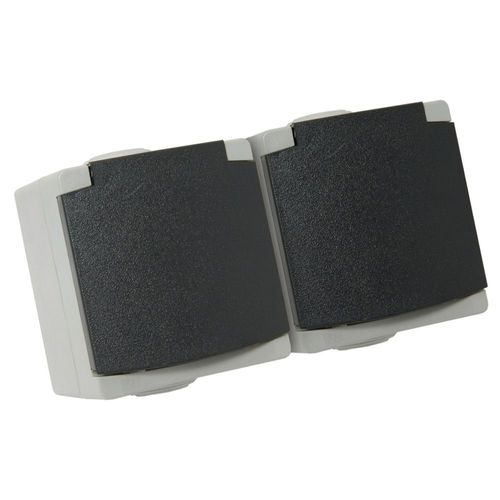 Double prise DEBFLEX PERLE 2P+T 16 ampères étanche IP65 gris