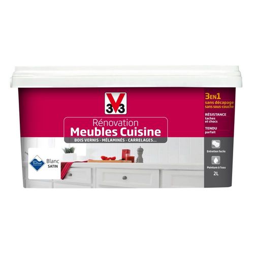 Peinture Rénovation V33 meubles cuisine 2L blanc satin