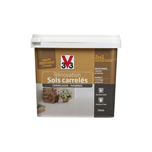 Peinture de Rénovation V33 pour Sol Carrelage Satin Blanc 750ml