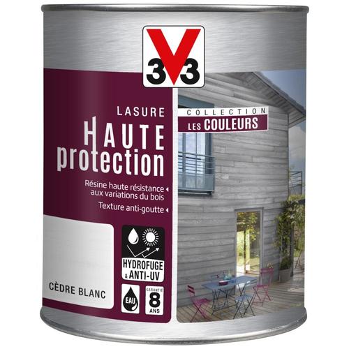 Lasure Bois V33 Haute Protection Couleur Cèdre Blanc Mat 1L