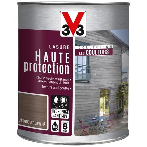 Lasure Bois V33 Haute Protection Couleur Cèdre Argenté Mat 1L