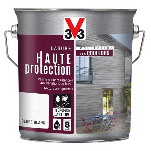 Lasure Bois V33 Haute Protection Couleur Cèdre Blanc Mat 2,5L