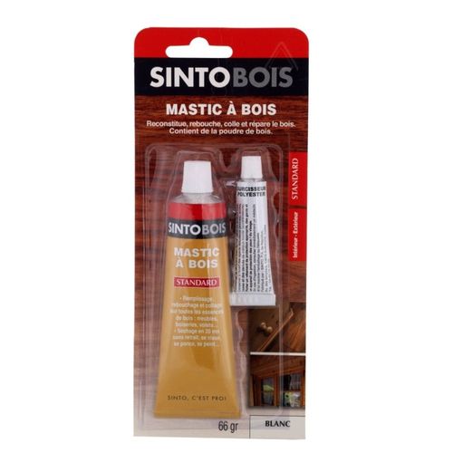 Mastic à bois standard Sinto blanc 66ml