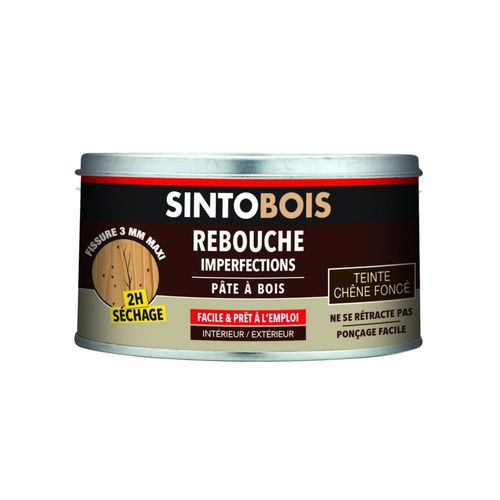 Rebouche imperfections pâte à bois solvant SINTO chêne foncé 170ml-250g