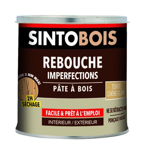 Rebouche imperfections pâte à bois SINTO solvant chêne clair 550ml-500g
