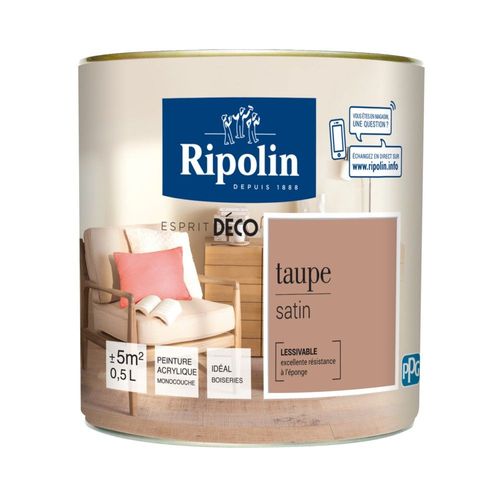 Peinture acrylique Ripolin ESPRIT DECO monocouche satin 0L5 taupe