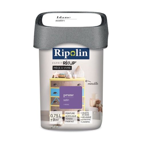 Peinture acrylique Ripolin de rénovation pièce à vivre 0.75 L prune