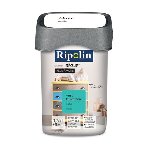 Peinture acrylique Ripolin de rénovation pièce à vivre 0.75 L vert turquoise