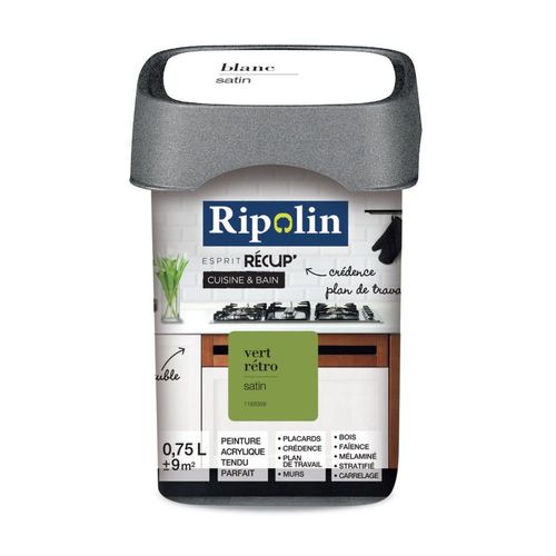 Peinture acrylique Ripolin de rénovation cuisine et bain 0.75 L vert retro