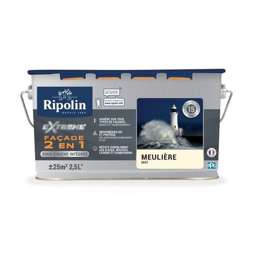 Peinture façade universelle RIPOLIN Extrême 2 en 1 sous-couche intégrée mat meulière 25L
