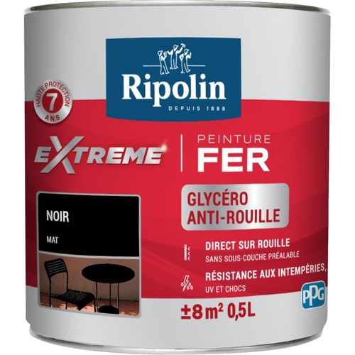 Peinture fer extérieur RIPOLIN Extrême mat noir 0,5L