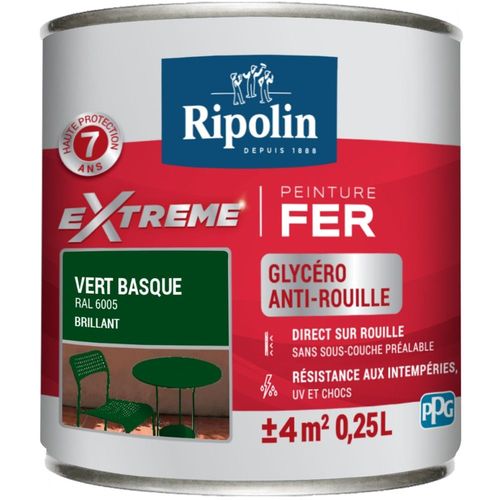 Peinture fer extérieur RIPOLIN Extrême brillant vert basque 0,25L