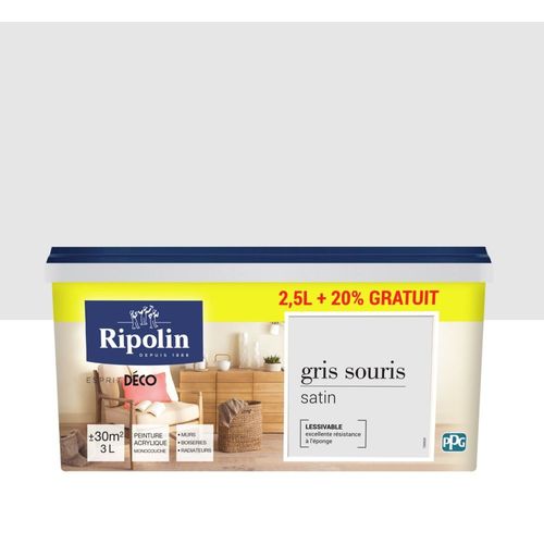 Peinture RIPOLIN Esprit Déco gris souris satin
