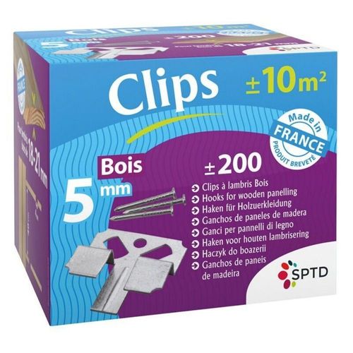 Crochets A Lambris Bois SPTD 5mm (Env. 200 Crochets + 200 Pointes)