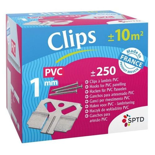 Crochets A Lambris PVC SPTD 1mm (Env.250 Crochets + 250 Pointes)