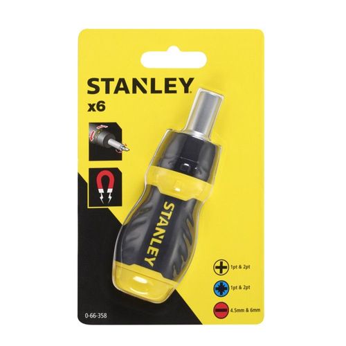 Tournevis Porte-Embouts STANLEY + 6 Embouts Boule Cliquet Bimatière