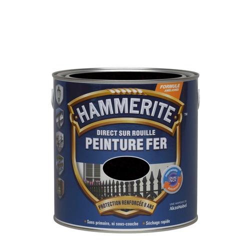 Peinture fer HAMMERITE Direct sur rouille martelé 2,5L noir