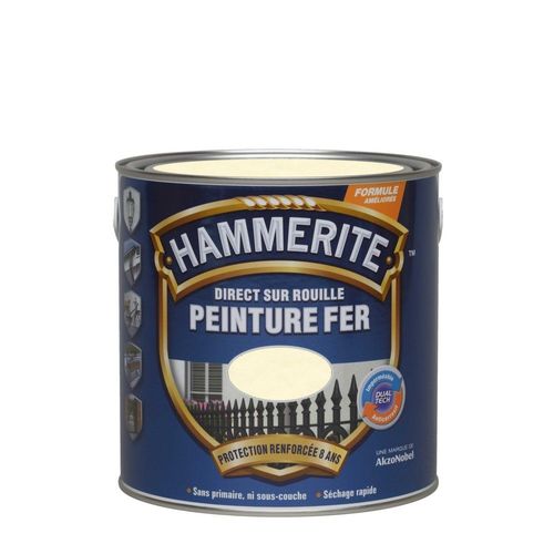 Peinture fer HAMMERITE Direct sur rouille martelé 2,5L blanc
