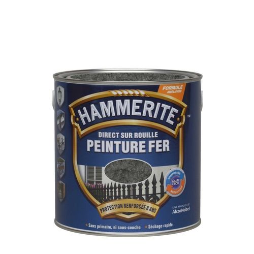 Peinture fer HAMMERITE Direct sur rouille martelé 2,5L ardoise