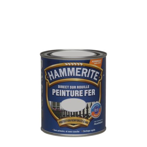 Peinture fer HAMMERITE brillante 750mL argent
