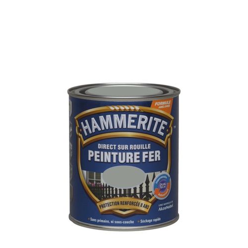 Peinture fer HAMMERITE brillante 750mL gris nuage