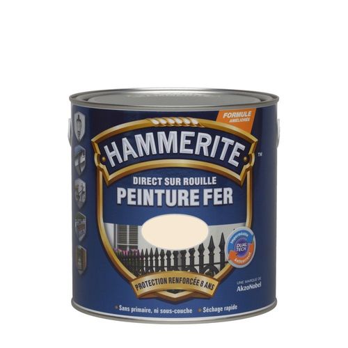 Peinture fer HAMMERITE Direct sur rouille brillante 2,5L blanc cassé
