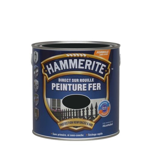 Peinture fer HAMMERITE Direct sur rouille satiné 2,5L noir