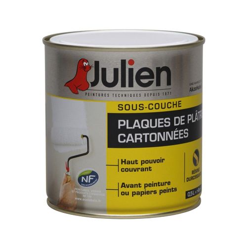 Sous-Couche plâtre cartonnées JULIEN J6 Blanc Mat 0,5 L