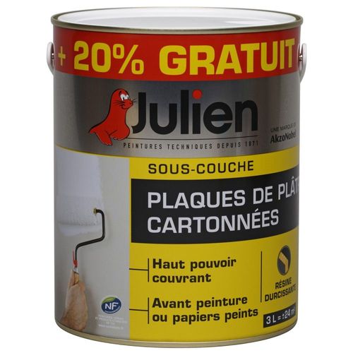 Sous-couche Plaques De Plâtre Cartonnées JULIEN Blanc Mat 2,5L+20% Gratuit