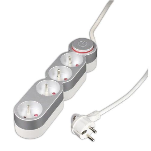 Bloc multiprise Home 4P x 16A silver cable HO5VV-F 3G1 mm² 1,5 mètres