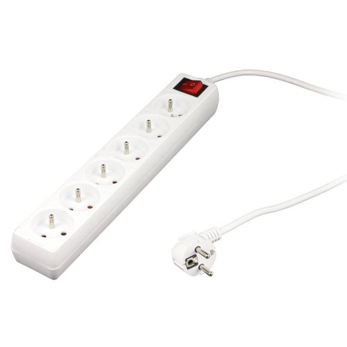 Bloc multiprise blanc Zenitech 6P x 16A + interrupteur