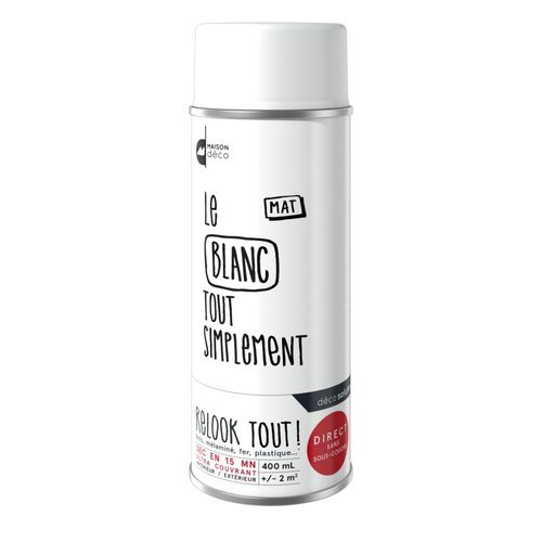 Peinture aérosol Maison Deco RELOOK TOUT blanc mat 400 ML