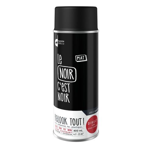 Peinture aérosol Maison Deco RELOOK TOUT noir mat 400 ML