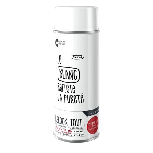 Peinture aérosol Maison Deco RELOOK TOUT blanc satin 400 ML