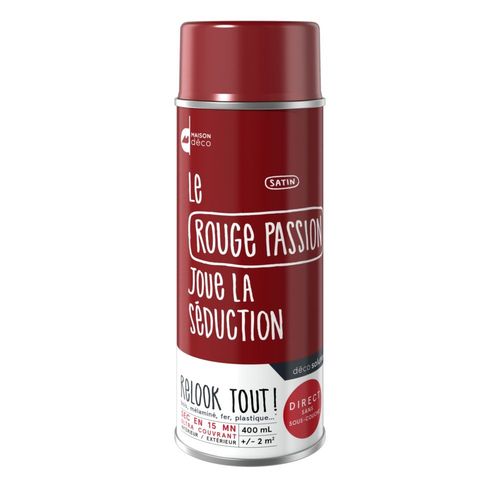 Peinture aérosol Maison Deco RELOOK TOUT rouge passion satin 400 ML