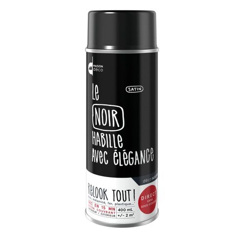 Peinture aérosol Maison Deco RELOOK TOUT noir satin 400 ML