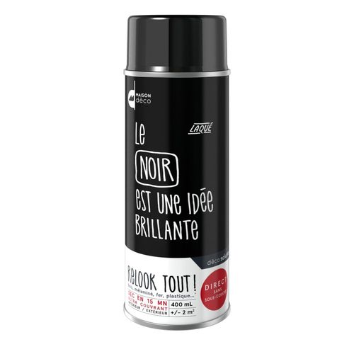 Peinture aérosol Maison Deco RELOOK TOUT noir brillant 400 ML
