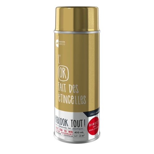 Peinture aérosol Maison Deco RELOOK TOUT or métallisé 400 ML