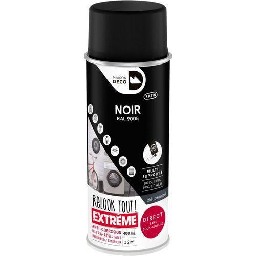 Peinture Aérosol Maison Deco Relook Tout Noir Satin 400ml