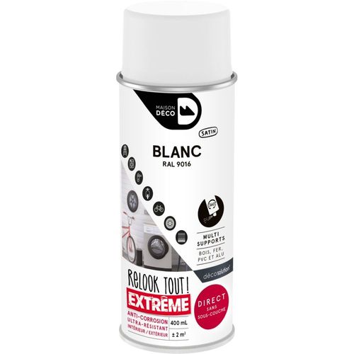 Peinture Aérosol Maison Deco Relook Tout Blanc Satin 400ml