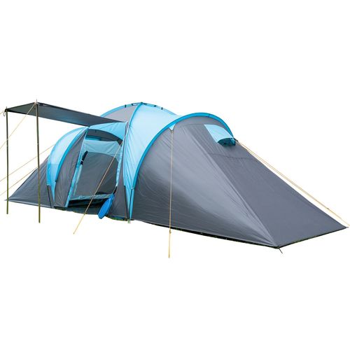 Skandika Hammerfest 6 - Tente Dôme Familiale - 6 Personnes - 620 X 220cm - Bleu-Bleu Foncé