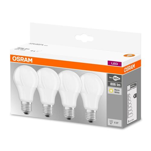 Lot De 4 Ampoules Led Osram E27 9w (Équivalent 60w) Standard Blanc Chaud