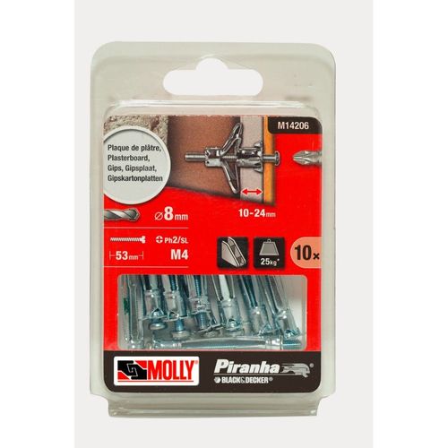10 Chevilles métalliques à expansion MOLLY Diamètre 4x46mm avec vis M4