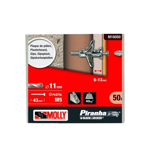 50 Chevilles métalliques à expansion MOLLY Diamètre 5x36mm avec vis M5