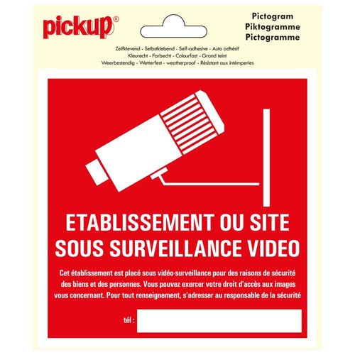 Pictogramme Vinyle PICKUP 15x15cm Site Sous Surveillance