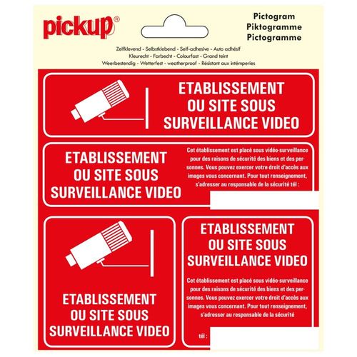 Pictogramme Vinyle PICKUP 15x15cm 4 Op 1 Site Sous Surveillance