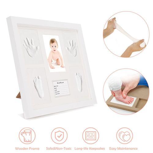 Kit Cadre Photo Empreinte Main Pied Bebe Cadeau De Naissance Pour Garcons Filles Fixation Au Mur Et Support Inclus Rakuten